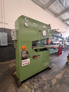 40" x 13" Dake #VH-40, vertical bandsaw, .75" blade, 500 FPM, 2.2 HP, variable speed w/ blade welder