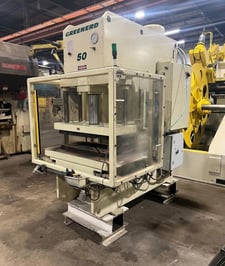 50 Ton, Greenerd #HCA-50-18R, C-frame hydraulic press, 12" stroke, 18" daylight, 11" throat, 7" bore, 2007