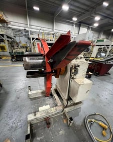 2500 lb. American Steel Line #60, motorized uncoiler, 20" mandrel, 60" outside dimensions, 16"-20" ID, manual