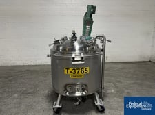 132 gallon Precision, Reactor, 316 Stainless Steel, 45/100 psi, 500L, 36" diameter x 36" straight side, dish