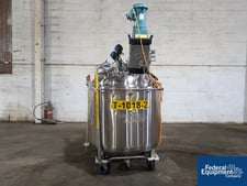 132 gallon Precision, Reactor, 316 Stainless Steel, 45/100 psi, 500L, 36" diameter x 26" straight side, dish