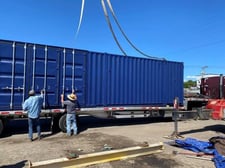 50' x 8' x 9.5'H Advantage Structures, cube container 16' Bi-fold doors Aluminum diamond plate floors