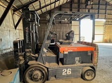 12000 lb. Toyota #7EBCU55, electric forklift, cushion tires, 36/48 V., 10' max fork height