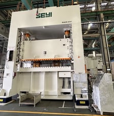 550 Ton, Seyi #SAG4-550(S)-5, 4-point stamping press, 17.7" stroke, 27.56" die height, 9.84" adj., 12-22 SPM