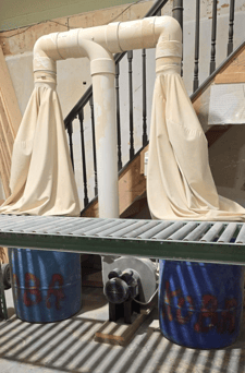 4944 cfm Woodmaster #DB550, Cast Iron Dust Collector, 13" impeller, (8) sparkproof aluminum self-cleaning