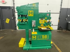 3" x 3" x 3/8" Uni-Hydro #ST56, Ironworker, 56 ton, Super Turret, 10-station, 6" throat, 7 SPM, 1200 psi, 5