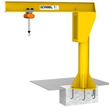3 Ton Gorbel #FS300DD-30-W24C18, jib crane, 30' span, 11.9' under boom, 15' lift