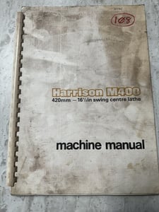 OME Harrison M400 16.5 & #034; Swing Lathe Owner Operator Instruction & Service Manual