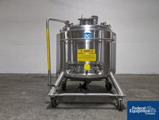 105.7 gallon DCI Jacketed Receiver Tank, 36" diameter x 23" straight side, dish top & bottom, 316L Stainless