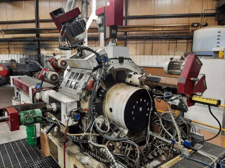 Hydromat #Epic-V12-51, CNC trunnion style transfer machine, Fanuc iH Pro Touch Control, 12' barfeeder, 2008