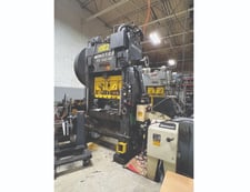 100 Ton, Minster #P2-100-48-31 Piece-Maker, straight side double crank, 5" stroke, 18" Shut Height, 4" adj.