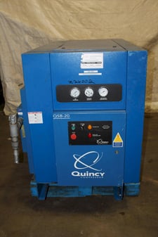 20 HP Quincy #QSB-20, rotary screw/ sliding vane air compressor, 86 cfm, 115 psig, air cooled, 2005