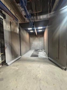 Rapid Industries #RPB-08-12-14, Abrasive Shot Blast Room System, cross auger floor reclaim system, 6500 cfm @