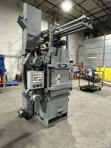 Gibson #HB2430, Wheel Blast Cabinet/Tumble Blast Machine, 24" diameter x 30" high parts, (2) 5 HP blast