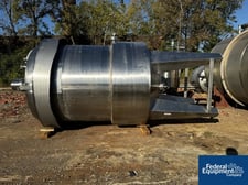1,200 gallon Regev Mix Kettle, Stainless Steel, Jacketed, 60" diameter x 90" straight side, dish top, cone