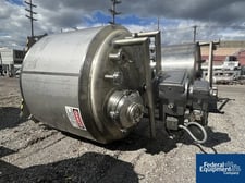 1,200 gallon Stainless Fab, Twin Motion Kettle, 304 Stainless Steel, 15/150 psi, dish top & bottom, 72"