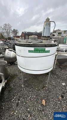 275 gallon Mix Tank, 304 Stainless Steel, 51" diameter x 30" straight side, flat top, cone bottom, agitator