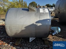 500 gallon Regev, Mix Tank, Stainless Steel, 48" diameter x 59" straight side, dish top, slight cone bottom