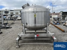 650 gallon Cherry Burrell, Receiver Tank, 316 Stainless Steel, 72" diameter x 30" straight side, dish top &