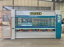 Hydrex #HPX512-5, Hot Press, w/(5) Daylight Openings, 5' x 10' Board Size, (8) 100 mm diameter Cylinders, 160