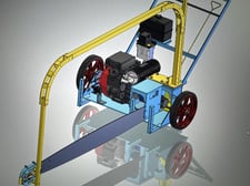 Sering Sawmill Machinery #Blue-Babe, Portable Yard Saw, Gasoline, (1) 6" Swivel w/1100 load capacity, 20 HP