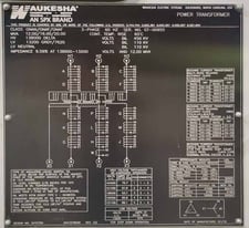 12000/16000/20000 kVA, 138000 Delta Primary, 13200/7620 GRDY Secondary, WAUKESHA Substation