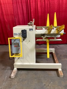 6000 lb. Mecon #60M24, coil reel, 24" width, 60" outside dimensions, 14.5"-22" ID, 4-12 RPM, 6 keepers, loop