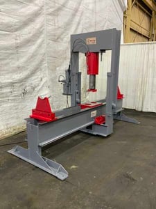 150 Ton, Bee Line #HP150 travel frame hydraulic straightening press, 15" stroke, 35" btwn uprights, 1.5 HP