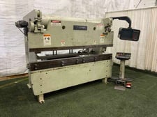 60 Ton, Accurpress #7608, hydraulic press brake, 8' overall, 78" between housing, 8" stroke, 10" throat, 1993