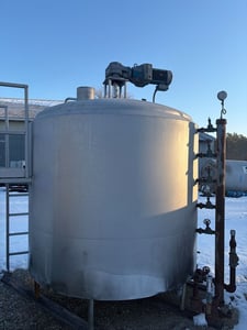 1500 gallon Mojonnier, Stainless Steel Half-Pipe Jacketed Mixing Kettle, sweep agitator w/ baffles, 7.5 HP
