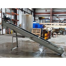 12" diameter x 13' -2" long, industrial carbon steel screw auger, U-trough w/ 11.5" wide U-trough, 52 RPM