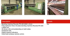 20' x 1/4" Roundo #PS-320, hardended rolls, digital positioning readouts, remote operator control, late model
