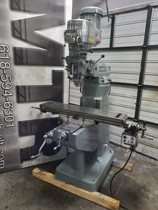 Bridgeport #2J, vertical milling machine, 9" x42" table, 2 HP, 8-F power feed, 1-shot lube