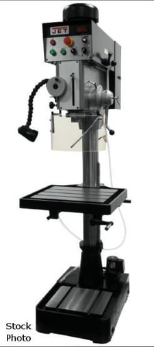 Jet #JDP-20EVST-230-PDF, single spindle drill press, 20" throat, 1" tap, 2000 RPM, 22" x18-13/4" table, 2 HP