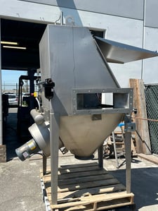 Stainless Steel Bag Break Station, heavy duty, with attached mild steel bag compactor