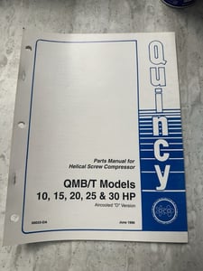 Original Quincy Parts Manual For QE Series Model SLT-7.5 Compressor 50121-104