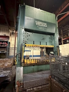 300 Ton, Verson #S2-300-96-54T, straight side double crank, 12" stroke, 52" Shut Height, 6" adj., 96" x54"
