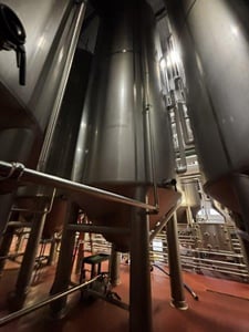 16,600 gallon Mueller, Stainless Steel Jacketed Vertical Tank, 121" diameter x 444" height, 15 psi @ 100°F