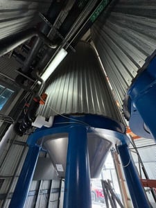 6200 gallon Ziemann Bauer, Stainless Steel Jacketed Vertical Pressure Tank, 102" diameter x 27' tall, 19 psi