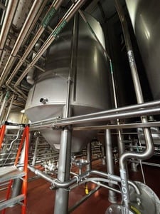 8300 gallon Mueller, Stainless Steel Jacketed Vertical Tank, 117" diameter x 143" height, 15 psi @ 100&deg;F