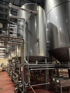 5700 gallon Mueller, Stainless Steel Jacketed Vertical Tank, 95" diameter x 155" height, 25 psi @ 100&deg;F