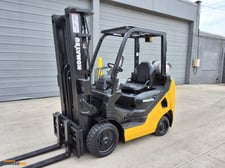 5000 lb. Komatsu #FG2SST, propane forklift, 188" lift height, side shift, mast tilt, 3 stage mast, 2007