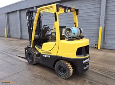 6000 lb. Hyster #H60FT, pneumatic forklift, propane, 189" lift height, foot & hand controls, ROPS, side