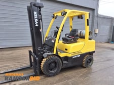 6000 lb. Hyster #H60FT, pneumatic forklift, propane, 189" lift height, foot & hand controls, ROPS, side