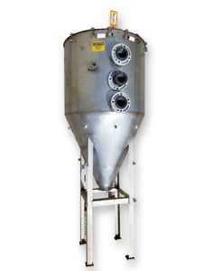 160 gallon Stainless steel settling, decant, filter feed tank, 36" dia. x 30" straight side, 2010