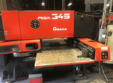 33 Ton, Amada #Pega-345-Queen, CNC turret punch, 40" x100" sheet, 58 station, 2 automatic index, Amadan 04PC