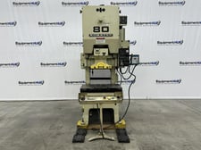 88 Ton, Komatsu #OBS-80-2, OBI mechanical punch stamping press, 5.12" stroke, 13.78" SDAU, 1984