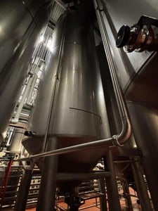 16,600 gallon Mueller, Stainless Steel Jacketed Vertical Tank, 121" diameter x 444" tall, 15 psi @ 100°F