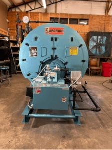 30 HP Superior Mohawk #4-X-156, nat gas firetube boiler, 150 PSI, 1992