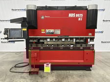 88 Ton, Amada #HDS-8025NT, CNC press brake, 8.6'OA, 87" between housing, 7.9" stroke, 16.3" throat, 2013